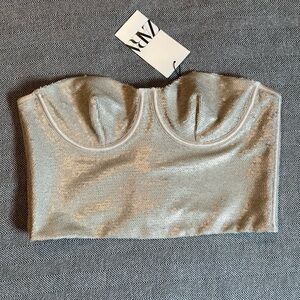 NWT Zara Sequin Bustier Top Size Large